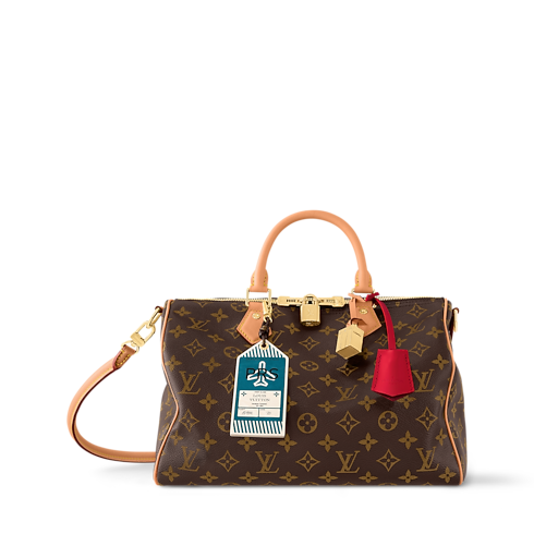 LV 2026 Speedy Soft Bag 30cm Brown Burgundy Canvas Cowhide 281457